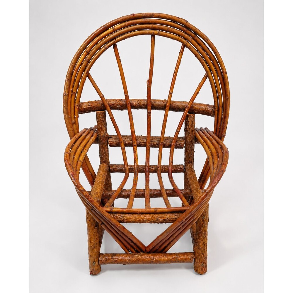 Vintage Adirondack-Style Childs Handcrafted Rustic Twig Child's Chair
